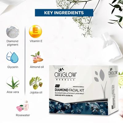OxyGlow Herbals New Diamond Facial Kit Enriched With Jojoba Oil 50 gm - Facial Kits
