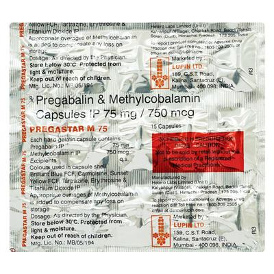 Pregastar M 75mg Capsule 15'S - Neuropathic Pain-Dru