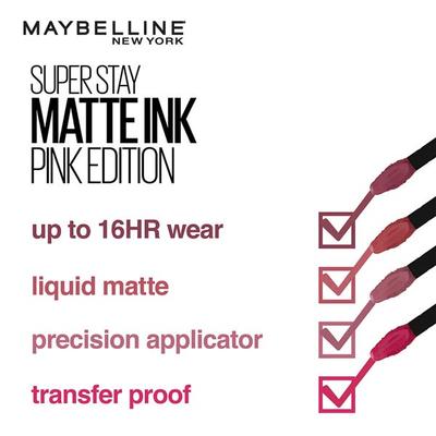Maybelline New York Super Stay Matte Ink Liquid Lipstick x Pinks Edition, 160 Mover 5 ml - Lipsticks