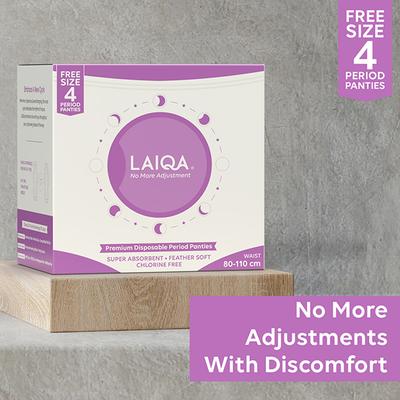 LAIQA Period Panties for Women - Free Size Leak Proof Protection for Periods Heavy Flow Disposable Period Panty for 360 Protection Ultra-Absorbent Overnight Napkins 4's - Others