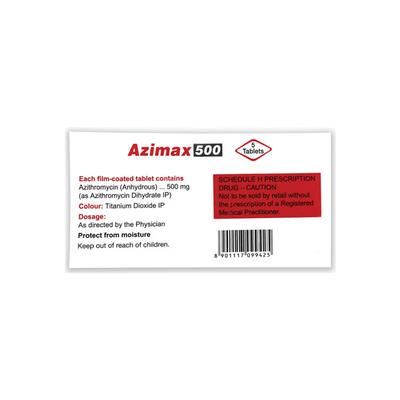 Azimax 500mg Tablet 5'S - Bacterial Infections-Mac