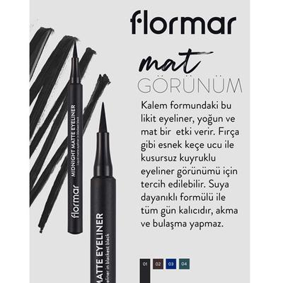 Flormar Midnight Matte Eyeliner 01 Black 1.2 ml - Eyeliners