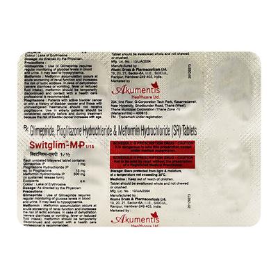 Switglim MP 1/500/15mg Tablet 10'S - Diabetes-Ant