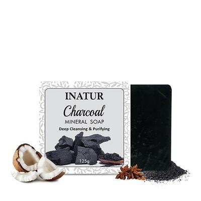 Inatur Mineral Deep Cleansing Soap Bar - Charcoal 125 gm - Soaps