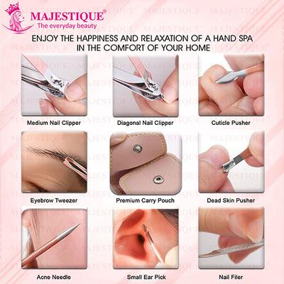 Majestique Manicure and Pedicure Set, Nail Clippers Kit and Cuticle Cleaning - Multicolor 1's - Body Scrubbers & Brushes