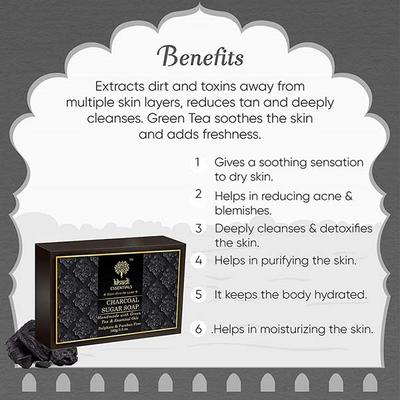 Khadi Essentials Handmade Bath Soap - Charcoal Sugar 100 gm - Soaps