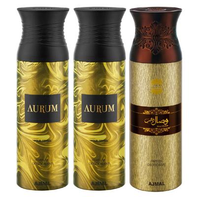 Ajmal Aurum & Aurum & Wisal Dahab Deodorant Spray - For Men & Women (Pack Of 3) 200 ml - Perfumes (Edt/Edp)