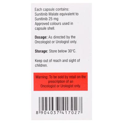 SUTINAT 25 Capsule 28's - Cancer Oncology-Tar