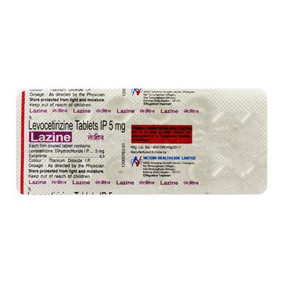 LAZINE 5mg Tablet 10's - Allergies-Ant