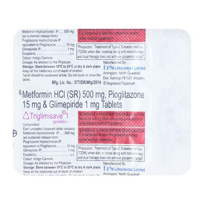 TRIGLIMISAVE 1 Tablet 15's - Diabetes-Ant