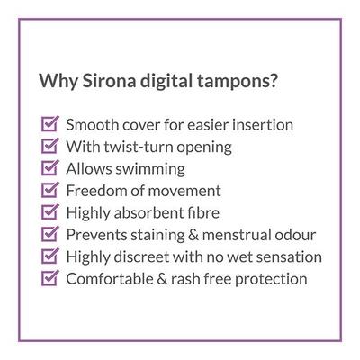 Sirona New Impreved FDA Approved 20 Percent Higher Non-Applicator Tampon - Regular Flow 1's - Tampons