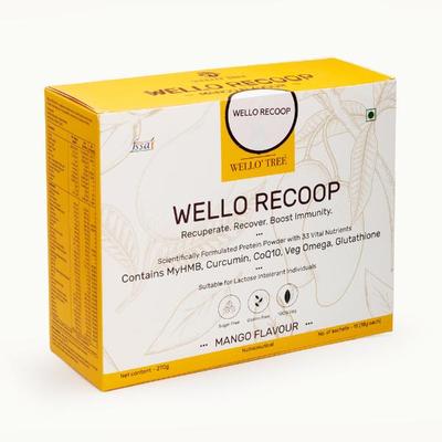 WelloTree Wello Recoop Protein Powder - Mango Flavour (Pack Of 15 x 18g) 1s - Protein Drink