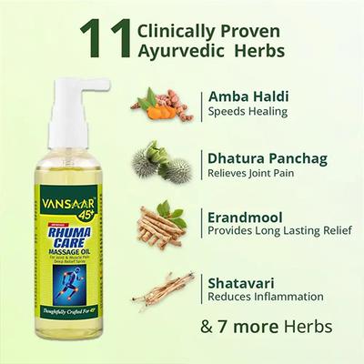 Vansaar 45+ Rhuma Care Massage Oil 100 ml - Pain Relief (Ayush)