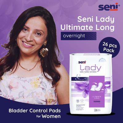 Seni Lady Ultimate Long overnight Bladder Control Pads (XXXL+) 26's - Sanitary Napkins
