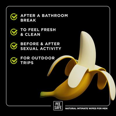 Pee Safe Biodegradable Natural Intimate Wet Wipes with Tea Tree Oil and Lactic Acid for Men 10's - Tissues & Wipes