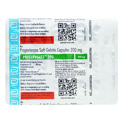 PRESERVGEST 200 Capsule 15's - Hormonal Therapy-Oes