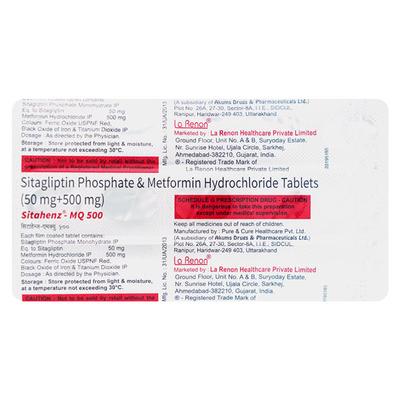SITAHENZ MQ 500 Tablet 15's - Diabetes-Ant