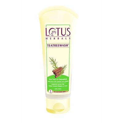 Lotus Herbals Teatreewash Tea Tree & Cinnamon Anti-Acne Oil Control Face Wash 120 Gm - Face Wash & Cleansers