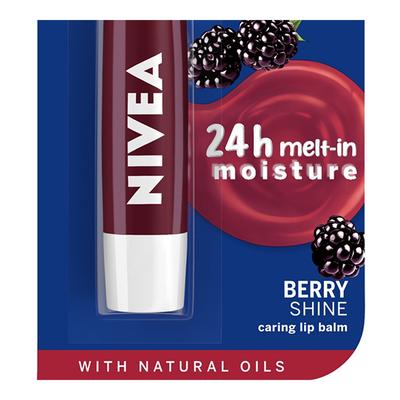 Nivea Berry Shine Caring Lip Balm 4.8 gm - Lip Balms