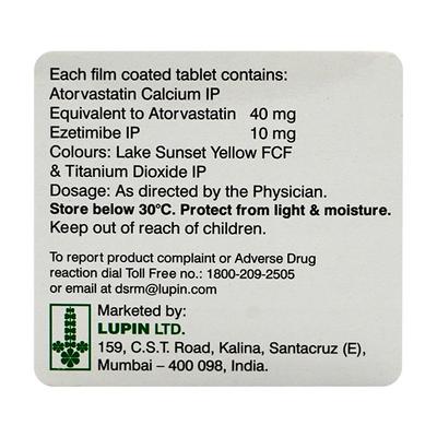 TONACT EZ 40 Tablet 10's - High Cholesterol-Dys