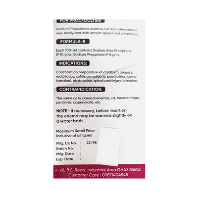 PROCTOCLYSIS SODIUM PHOSPHATES (FORMULA-B) Enema 100ml - Constipation-Lax