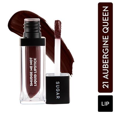 Sugar Cosmetics Smudge Me Not Liquid Lipstick - 21 Aubergine Queen 4.5ml - Liquid Lipsticks