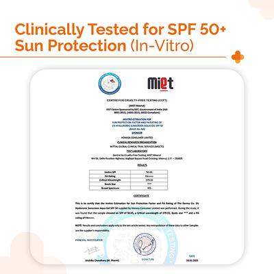 The Derma Co. 1 Percent Hyaluronic Sunscreen Aqua Gel For Broad Spectrum & Blue Light Protection SPF 50 PA++++ 50gm - Face Sunscreen