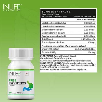 INLIFE Prebiotics and Probiotics Capsules 60's - Digestive Health