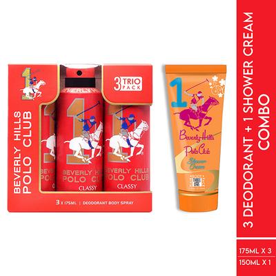 Beverly Hills Polo Club Classy Men Deo No.1 Trio Pack + Sports No.1 Women Shower Cream 3-in-1 Set 675 ml 1's - Deodorants/Roll-Ons