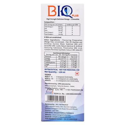 BIQ PLUS DELICIOUS MANGO FLAVOUR Smoothie 150ml - Supplements-Sup