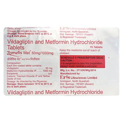 ZOMELIS MET 50/1000mg Tablet 15's - Diabetes-Ant