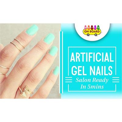 Nails On Board Handmade Press On Gel Nails- Pastle Aqua Blue Small 50 gm - Nail Care