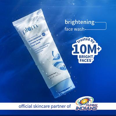 Plum Bright 2% Niacinamide Face Wash with Rice Water Brightens Skin, Helps Fade Blemishes 100 ml - Face Sunscreen