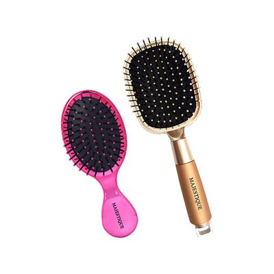 Majestique Large Paddle and Mini Detangling Hair Brush Set, Mini Travel Size Brush- Multicolor 2's - Hair Brushes