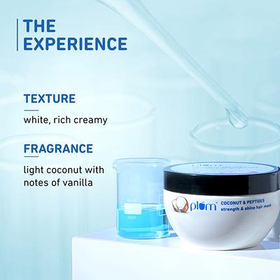 Plum Coconut & Peptides Strength & Shine Hair Mask I Coconut Oil, Pea Peptide I For All Hair Types 200gm - Hair Masks & Packs
