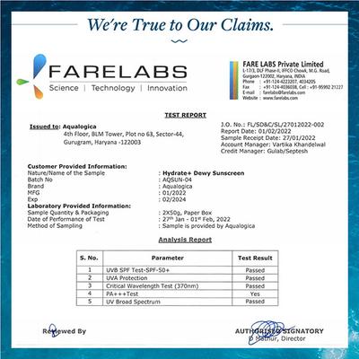 Aqualogica Hydrate Plus Dewy Sunscreen Coconut Water & Hyaluronic Acid Hydrate + Nourish SPF 50+ PA+++ UVA/UVB 50gm - Face Sunscreen