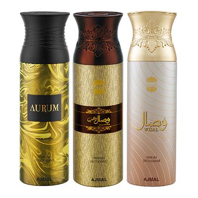 Ajmal Aurum & Wisal Dahab & Wisal Deodorant Spray - For Men & Women (Pack Of 3) 200 ml - Perfumes (Edt/Edp)