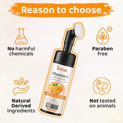 Fantraa Vitamin C Foaming Face Wash with Built 150 ml - Face Wash & Cleansers