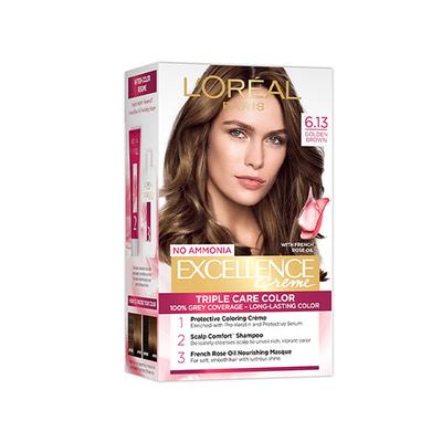 L'Oreal Paris Excellence Creme Hair Color, 6.13 Golden Brown (100gm + 72ml) 1's - Crème