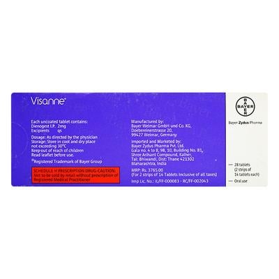 Visanne 2mg Tablet 28'S - Contraception-Ora
