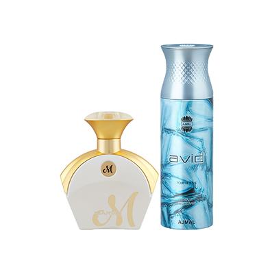 Maryaj M White For Her EDP Floral Fruity Perfume And Ajmal Avid Homme Deodorant Aquatic Woody Fragrance 290 ml - Perfumes (Edt/Edp)
