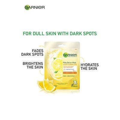 Garnier Skin Naturals, Light Complete, Face Serum Sheet Mask (Yellow) 32 gm - Masks & Peels