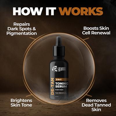 Beardo De-Tan 2-In-1 Toning Serum Tan Removal for Men 30ml - Face Serum