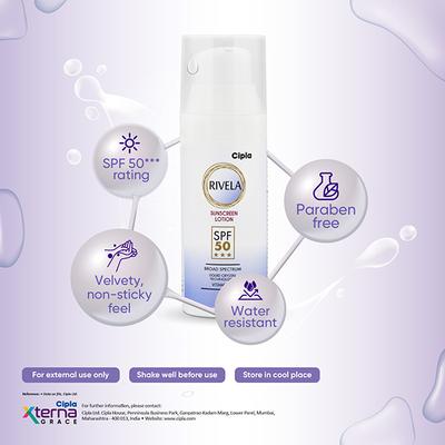 Rivela SPF 50 Sunscreen Lotion 50ml - Dry Skin-Emo