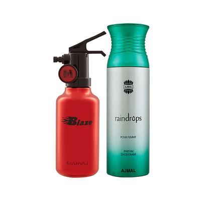 Maryaj Blaze EDP Citrus Aromatic Perfume And Ajmal Raindrops Femme Deodorant Floral Chypre Fragrance 300 ml - Perfumes (Edt/Edp)
