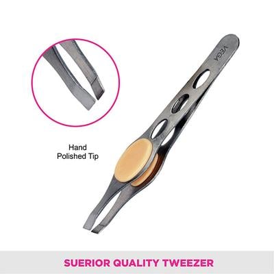 Vega Tweezer with Rubber Grip, Square Tip, 1 Piece (TW-04) 15 gm - Tweezers