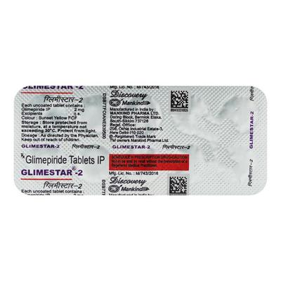 Glimestar 2mg Tablet 10'S - Diabetes-Ant