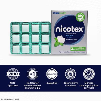 Nicotex 2mg Sugar Free Nicotine Gum - Mint Plus 12's - Nicotine Gums/Lozenges