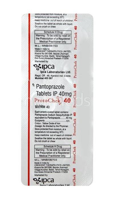 Protochek 40mg Tablet 10'S - Ulcer/Reflux/Flatulence-Aaa