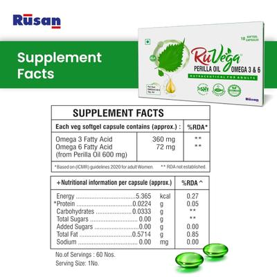 Ruvega Perilla Oil Omega 3 & 6 Capsules 10's - Omega Fish Oil Fatty Acids